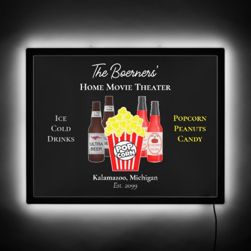 Lg Rect Home Movie Theater Beer Soda LED Sign