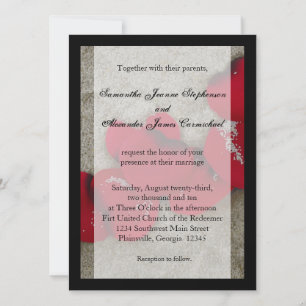 Lg Red Rose Petals on Sand Beach Wedding Invitation
