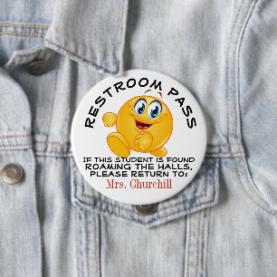 Lg. School Restroom Pass Pinback Button