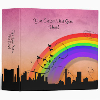Lg Skyline Pink Rainbow Binder