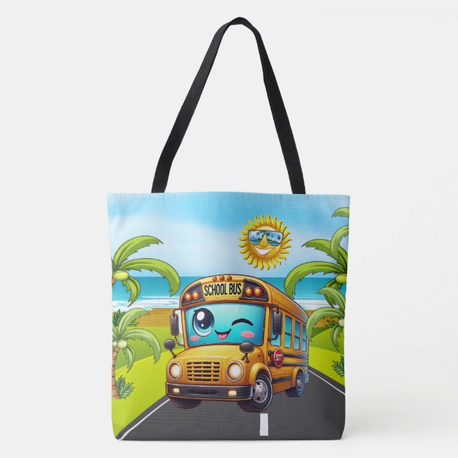 Lg. SO CUTE SCHOOL BUS - See Back - Tote Bag (Front)