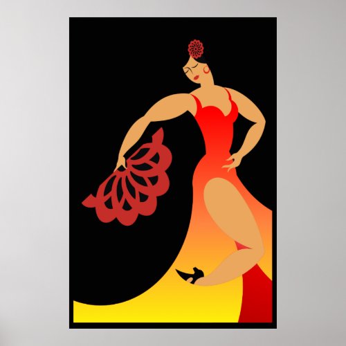 Lg Tall Flamenco Dancer Poster
