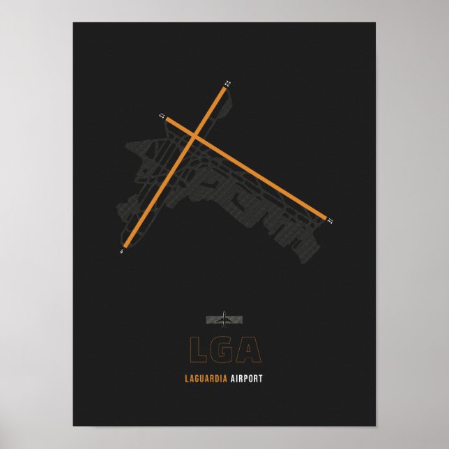 LGA - LaGuardia Airport Runway Diagram Art Poster (Front)