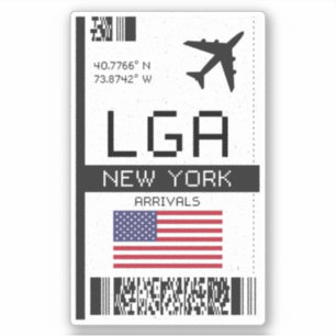 LGA New York Boarding Pass - Airport Travel Sticker