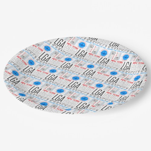 LGA New York Travel The World By Air Pattern Pape Paper Plates