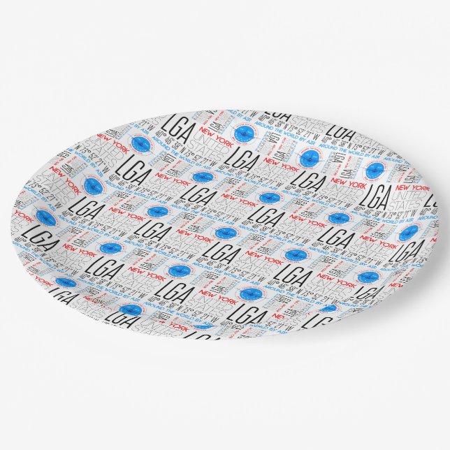 LGA, New York Travel The World By Air Pattern Pape Paper Plates (Angled)