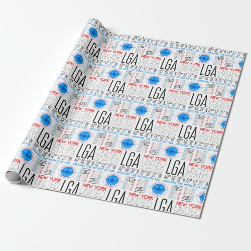LGA New York Travel The World By Air Pattern Wrapping Paper