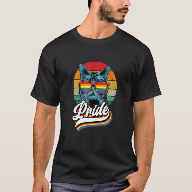 Lgb Cat Gay Pride Rainbow Flag Lgb Community Lgbq T-Shirt (Front)