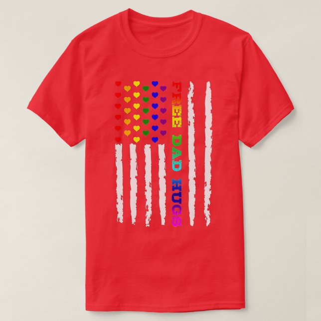 LGB Pride Flag Free Dad Hugs  T-Shirt (Design Front)