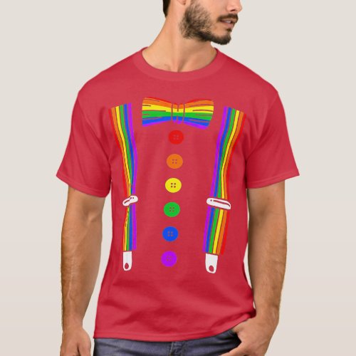 LGB Pride  Gay Rainbow uxedo Suspenders  T_Shirt