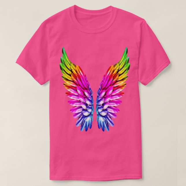 LGB Rainbow Wings Rainbow Gay  Lesbian Pride Angel T-Shirt (Design Front)