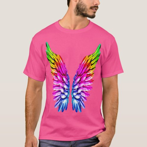 LGB Rainbow Wings Rainbow Gay  Lesbian Pride Angel T_Shirt