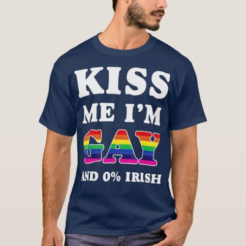 LGB St Patricks Day Kiss Me Im Gay Rainbow Flag  T_Shirt