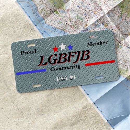 LGBFJB Community Member Stars Stripes Diamond  License Plate
