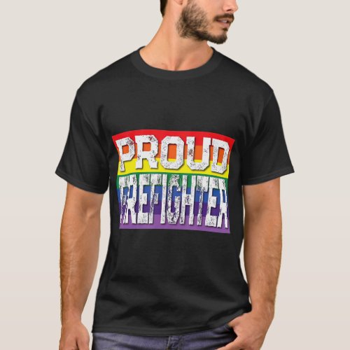 LGBQ Proud Firefighter Gay Pride Rainbow T_Shirt