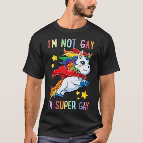 LGBQ Unicorn Super Gay Pride LGB Ally Rainbow Flag T_Shirt