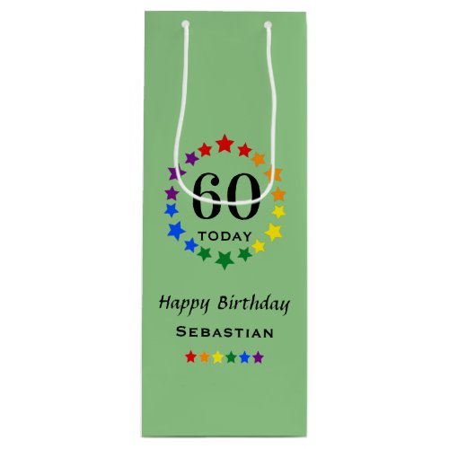 LGBT 60 Today Stars or Custom Age Green Birthday W Wine Gift Bag