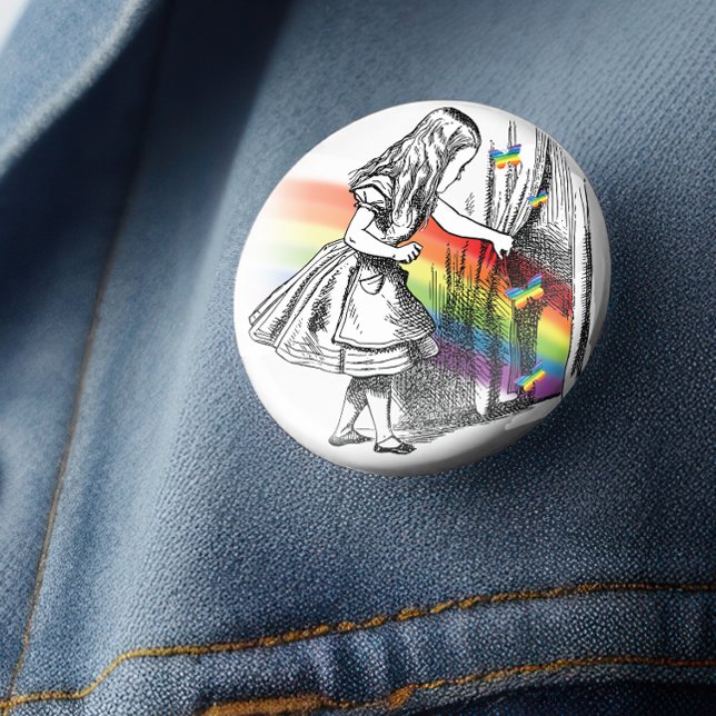 LGBT Alice in Wonderland Vintage Button (Oh dear oh dear don't be late and miss out on this one.)