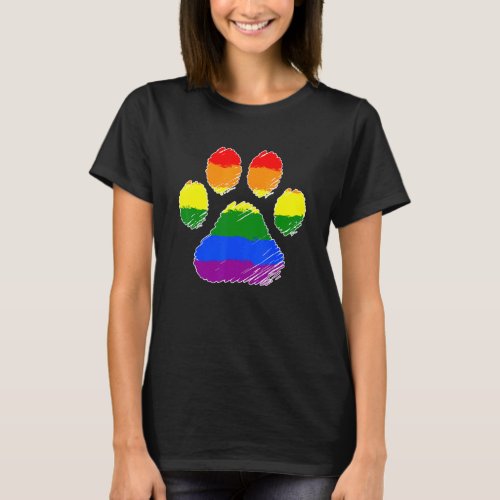 Lgbt Allies Furry Pride Rainbow Fursuit Dog Paw Gr T_Shirt