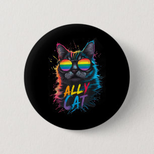 Lgbt Ally Cat Be Kind Gay Rainbow Funny Lgbtq  Button