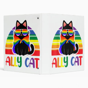 LGBT Ally Cat Be Kind Gay Rainbow Funny LGBTQ Flag 3 Ring Binder