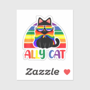LGBT Ally Cat Be Kind Gay Rainbow Funny LGBTQ Flag Sticker
