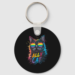 Lgbt Ally Cat Be Kind Gay Rainbow Funny Lgbtq Men Keychain
