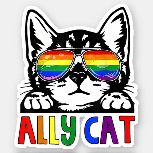 LGBT Ally Cat Be Kind Gay Rainbow Funny LGBTQ Sticker