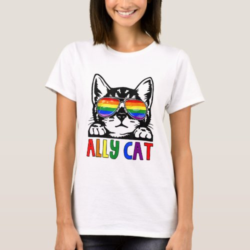 LGBT Ally Cat Be Kind Gay Rainbow Funny LGBTQ T_Shirt