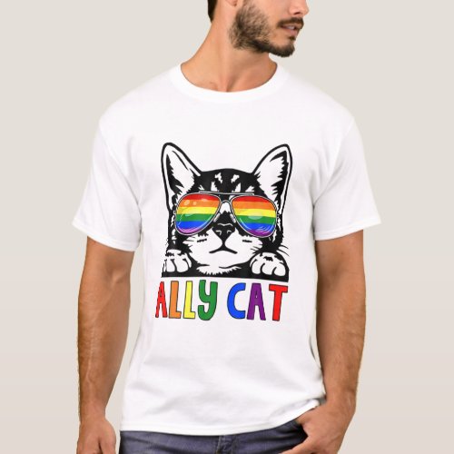 LGBT Ally Cat Be Kind Gay Rainbow Funny LGBTQ T_Shirt