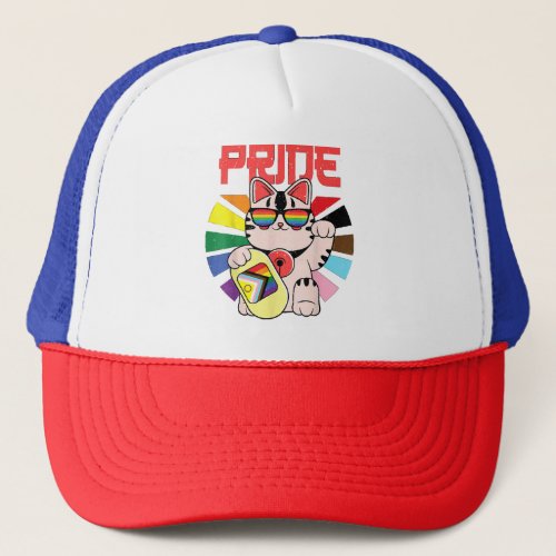 LGBT Ally Cat Be Kind Gay Rainbow Funny Lucky Ally Trucker Hat