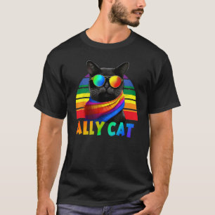 LGBT Ally Cat Be Kind Gay Rainbow  LGBTQ Flag Gay  T-Shirt