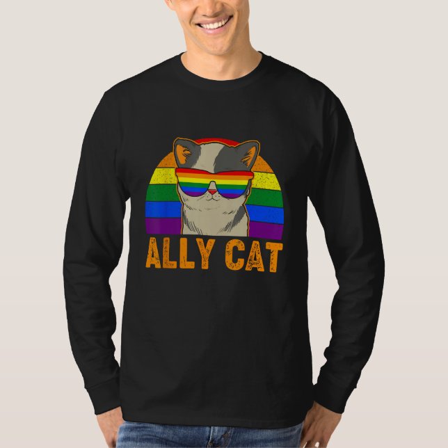 LGBT Ally Cat Be Kind Gay Rainbow  LGBTQ pride mon T-Shirt (Front)