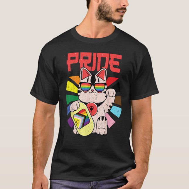 LGBT Ally Cat Be Kind Gay Rainbow  Lucky Ally Cat  T-Shirt (Front)