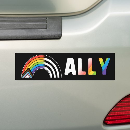 LGBT Ally Flag Progress Pride Flag Straight Ally Bumper Sticker