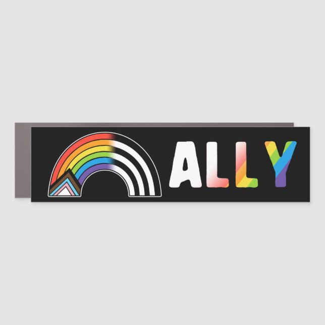 LGBT Ally Flag Progress Pride Flag Straight Ally Car Magnet (Front)