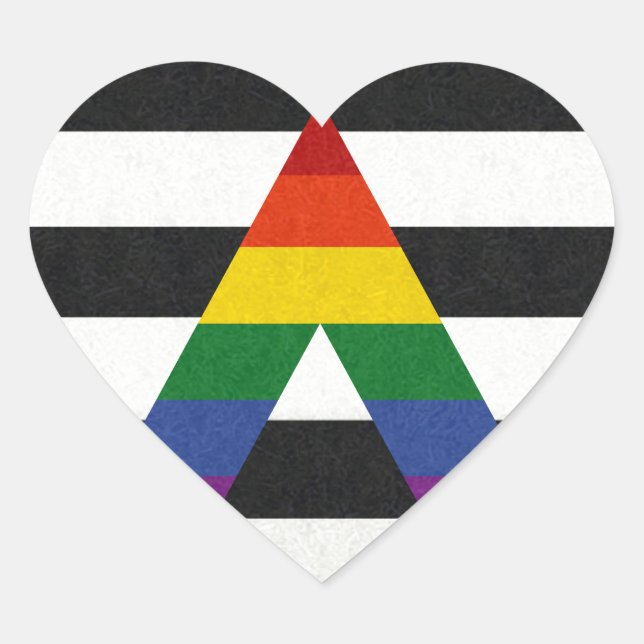 LGBT Ally Pride Flag Colored Background Heart Sticker (Front)