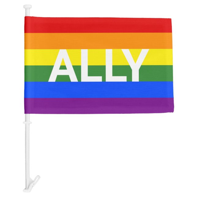 LGBT Ally Rainbow Car Flag (Front)
