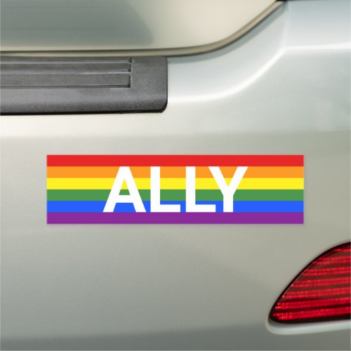 LGBT Ally Rainbow Flag Car Magnet