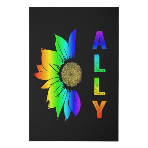 LGBT Ally Rainbow Flag Flower Sunflower Faux Canvas Print