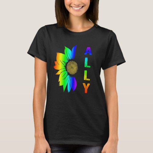 LGBT Ally Rainbow Flag Flower Sunflower T_Shirt
