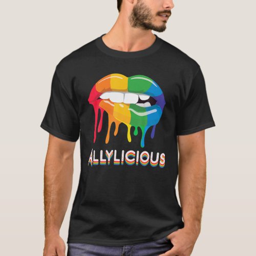 LGBT Allylicious Lips Rainbow Ally Gay Pride Day T_Shirt