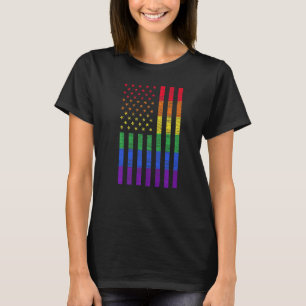 LGBT American Flag Pride Rainbow Gay Lesbian Bi Tr T-Shirt