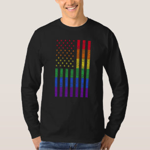 LGBT American Flag Pride Rainbow Gay Lesbian Bi Tr T-Shirt
