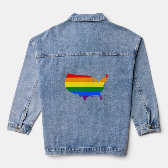 LGBT American pride map  Denim Jacket (Back)