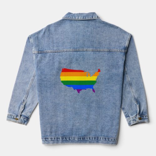 LGBT American pride map  Denim Jacket