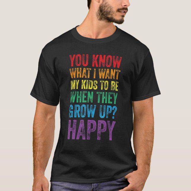 LGBT Awareness Proud Parents Mom Dad Gay Pride Rai T-Shirt (Front)