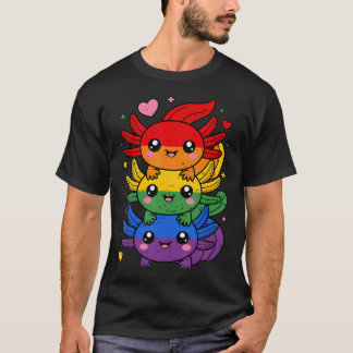 Lgbt Axolotl Pile Rainbow Flag Lgbtq Gay Pride T-Shirt
