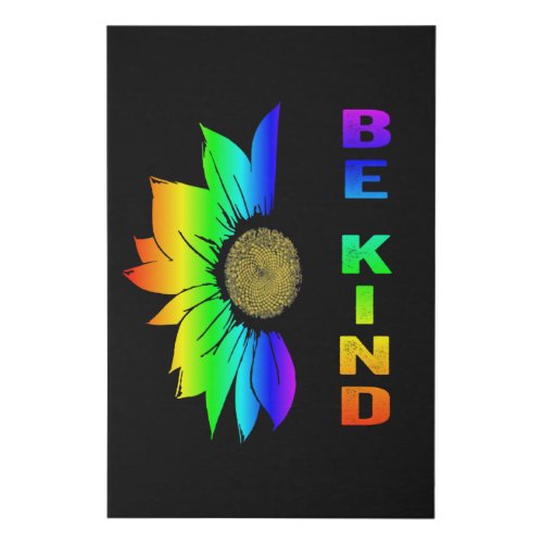 LGBT Be Kind Rainbow Flag Flower Sunflower Faux Canvas Print