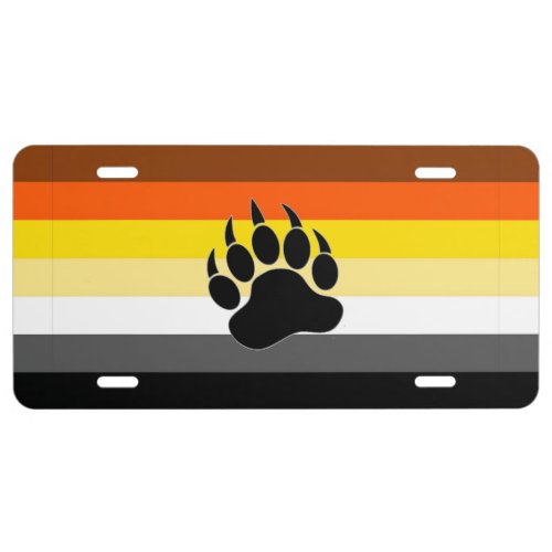 LGBT Bear Pride Flag With Paw License Plate